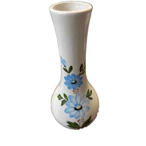 Vintage 1979 FTDA Sado-Portugal, Blue Floral‎ Bud Vase 8" - Picture 3 of 4
